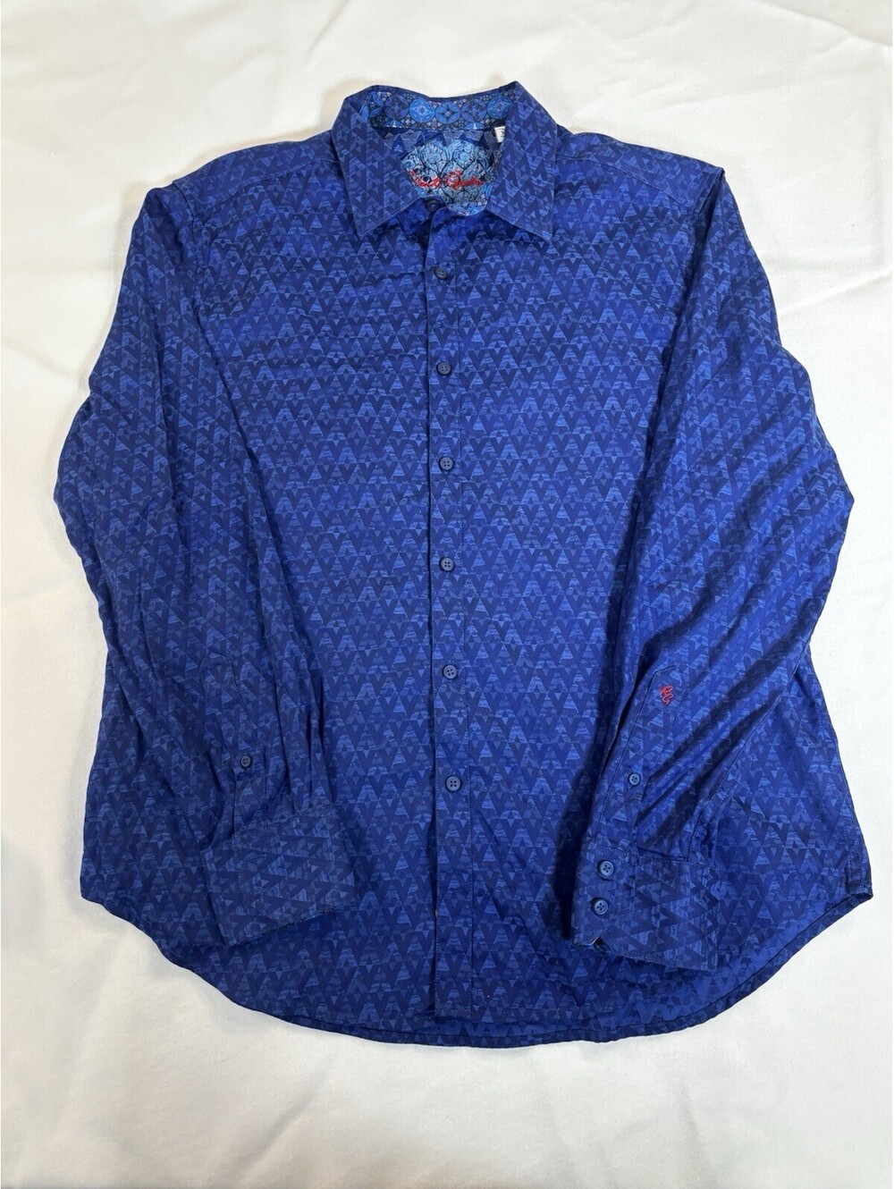 Robert Graham Long Sleeve Button Up Shirt Mens XL Classic Fit Blue Geometric